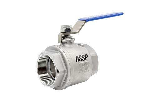 شیر گازی دوتکه دندهای استنلس استیل در دو آلیاژ 316 و 304 برند ASSP با آببندی PTFE مخصوص صنایع نفت و تأسیسات