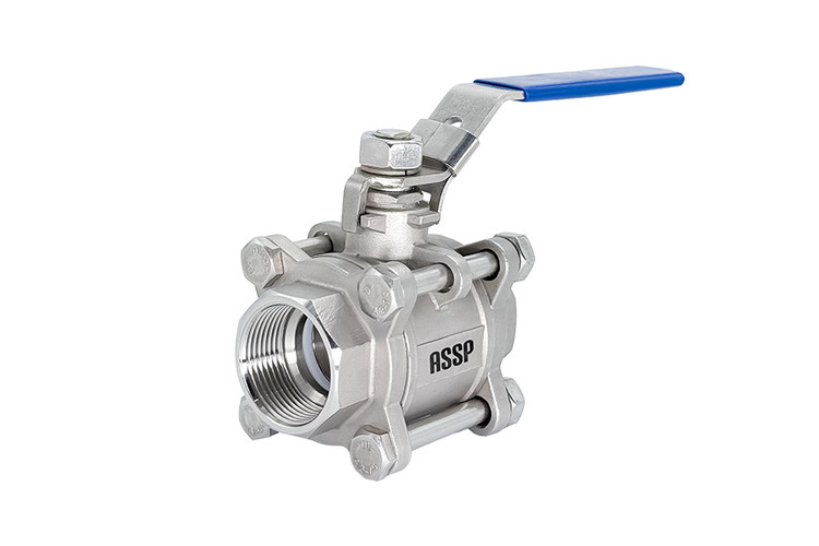 شیر گازی سهتکه دندهای استنلس استیل 316 ASSP مدل چهارپیچ با قابلیت باز شدن کامل و CIP