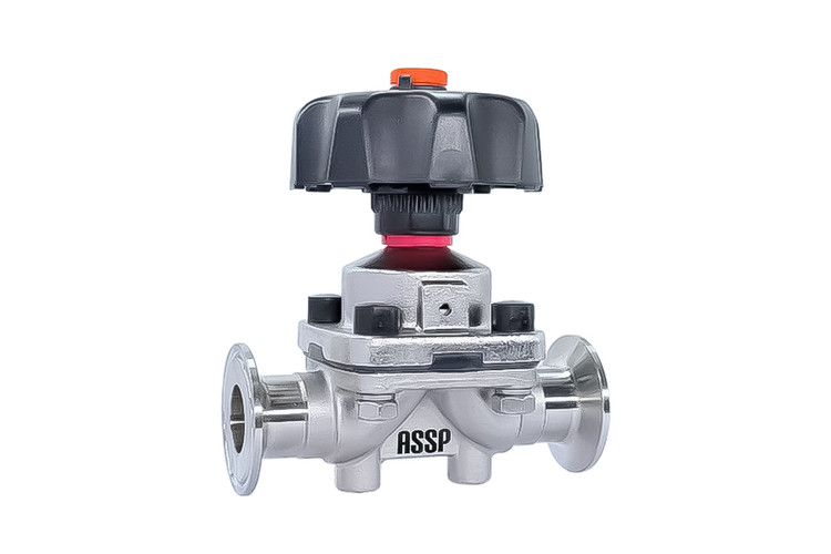 شیر دیافراگم دستب استنلس استیل برند ASSP با اتصال کلمپی