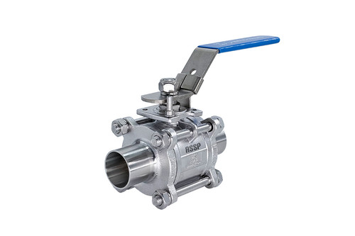 شیر گازی سه تکه جوشی استنلس استیل ASSP با بدنه قابل سرویس و سطح داخلی پولیش شده