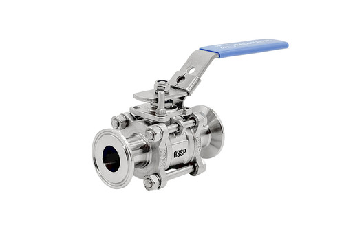 شیر گازی سهتکه فرولدار استنلس استیل ASSP با اتصال Tri-Clamp و سطح داخلی پولیش