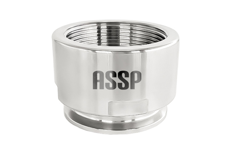 فرول داخل دنده استنلس استیل 316L ASSP اتصال کلمپی به رزوهای با سطح پولیش شده مناسب صنایع غذایی و دارویی