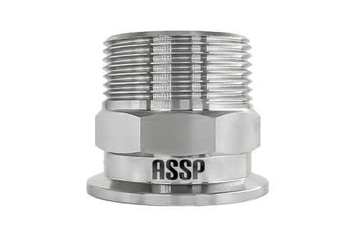 فرول دنده استنلس استیل 316L ASSP با رزوه BSPT مخروطی مناسب اتصال کلمپی به رزوهای در سیستمهای بهداشتی
