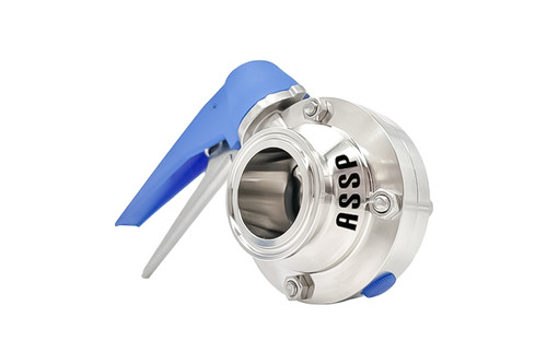 شیر پروانهای کلاچدار کلمپی استنلس استیل مناسب کنترل جریان در خطوط بهداشتی