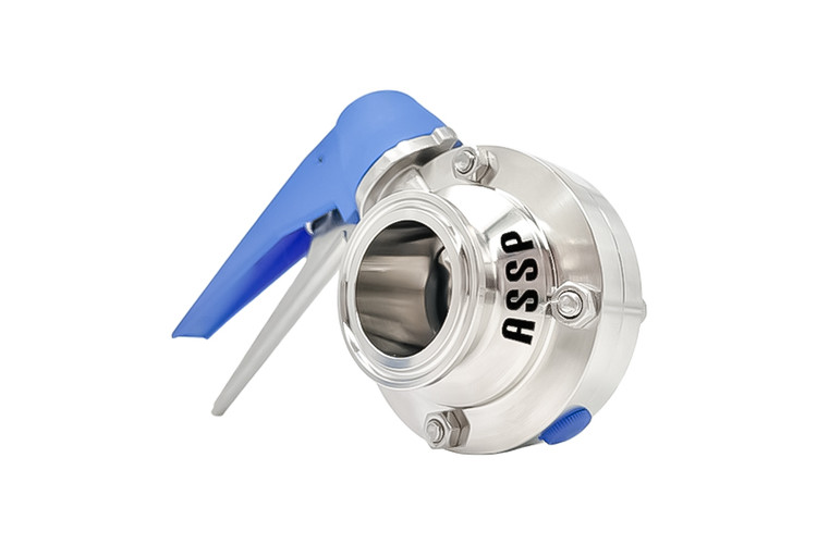 شیر پروانهای کلاچدار کلمپی استنلس استیل مناسب کنترل جریان در خطوط بهداشتی