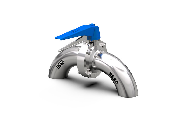 شیر پروانهای کلاچدار دو سر زانو استنلس استیل مناسب تغییر مسیر و کنترل جریان